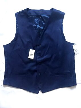 J.Ferrar Navy Blue Men's Dress Vest - Classic Button Front